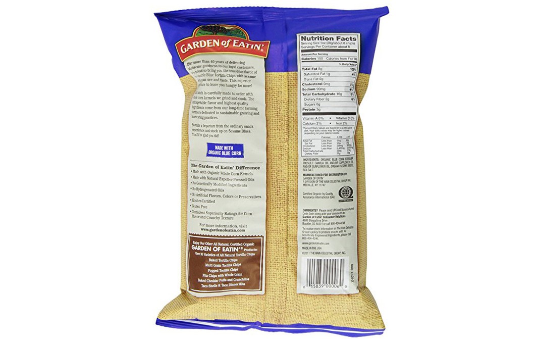 Garden of Eatin Sesame Blues Corn Tortilla Chips   Pack  212 grams